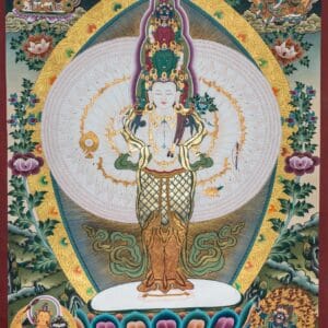 Avalokiteshvara – 24K Gold Detailed Thangka