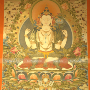 Chenrezig (Avalokiteshvara) – 24K Gold Detailed Thangka