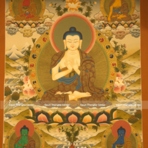 Vairocana Buddha – 24K Gold Detailed Thangka