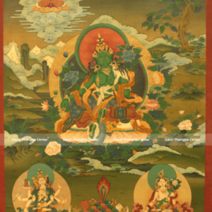 Green Tara – 24K Gold Detailed Thangka