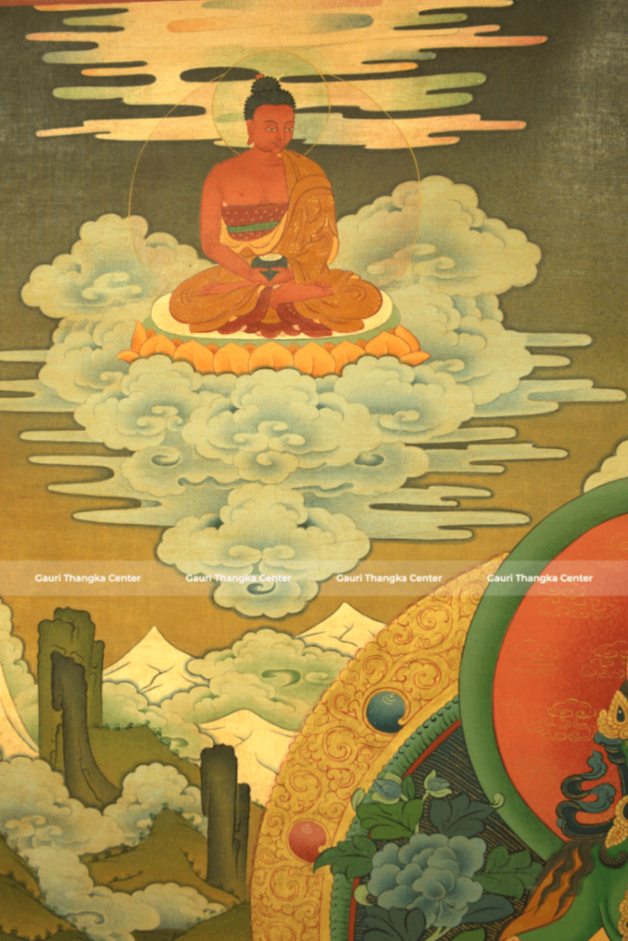 Green Tara – 24K Gold Detailed Thangka - Image 3