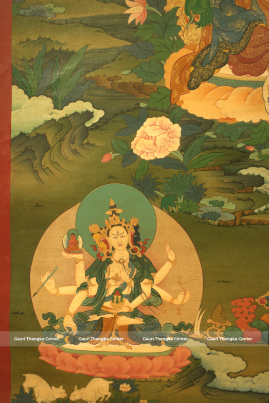 Green Tara – 24K Gold Detailed Thangka - Image 4