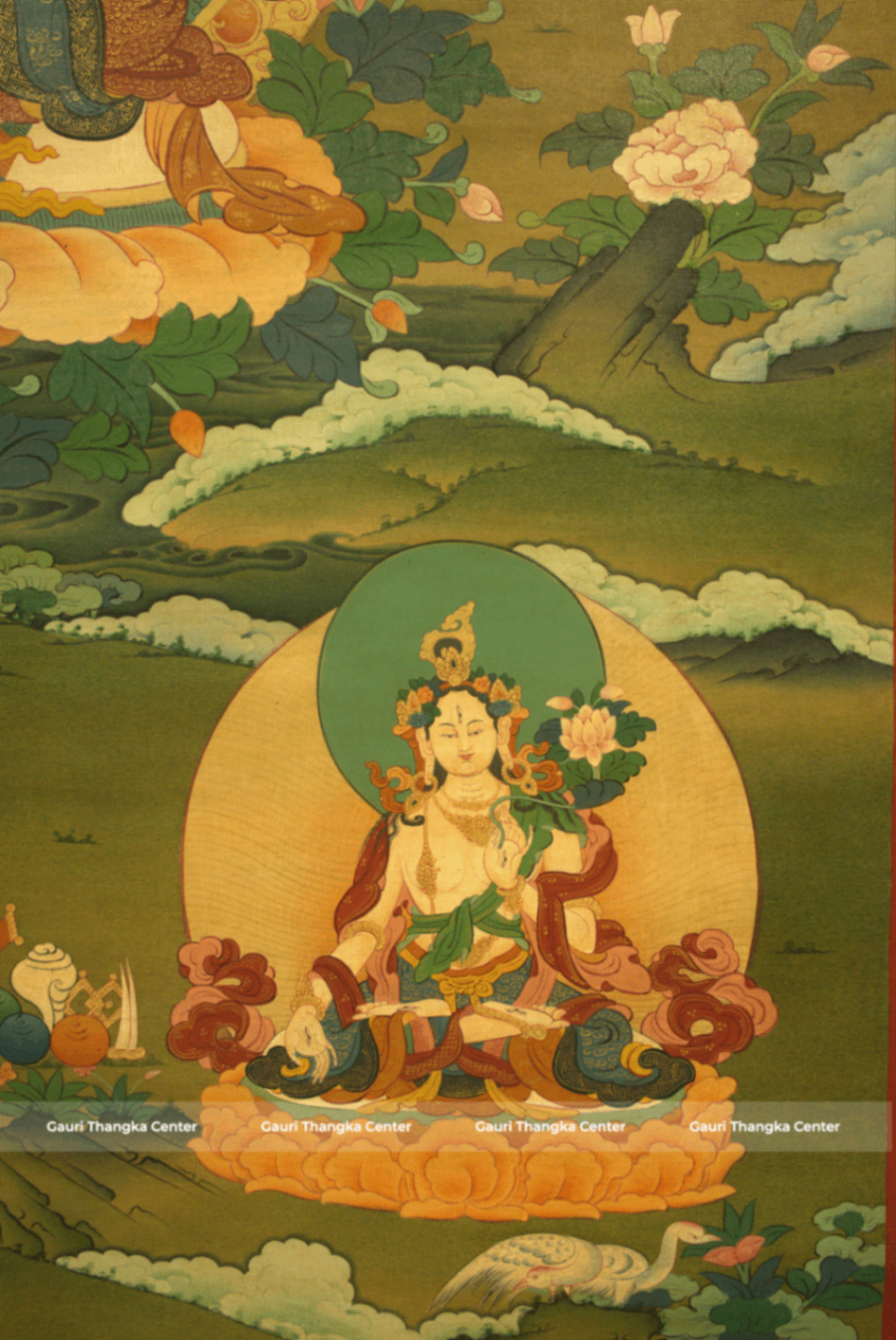Green Tara – 24K Gold Detailed Thangka - Image 6