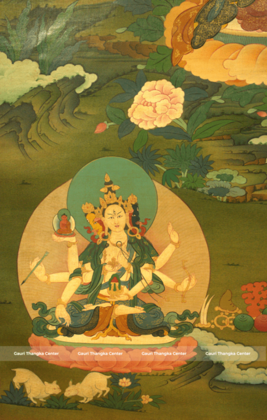 Green Tara – 24K Gold Detailed Thangka - Image 5