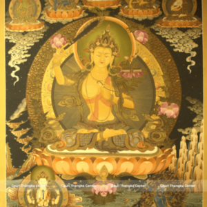 Manjushree – 24K Gold Detailed Thangka