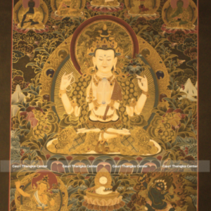 Chenrezig – 24K Gold Detailed Thangka