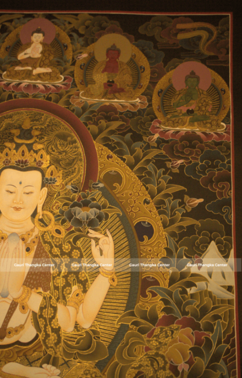 Chenrezig – 24K Gold Detailed Thangka - Image 4