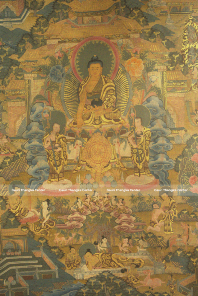 Life of Buddha – 24K Gold Detailed Brocade Thangka (Antique Style) - Image 6