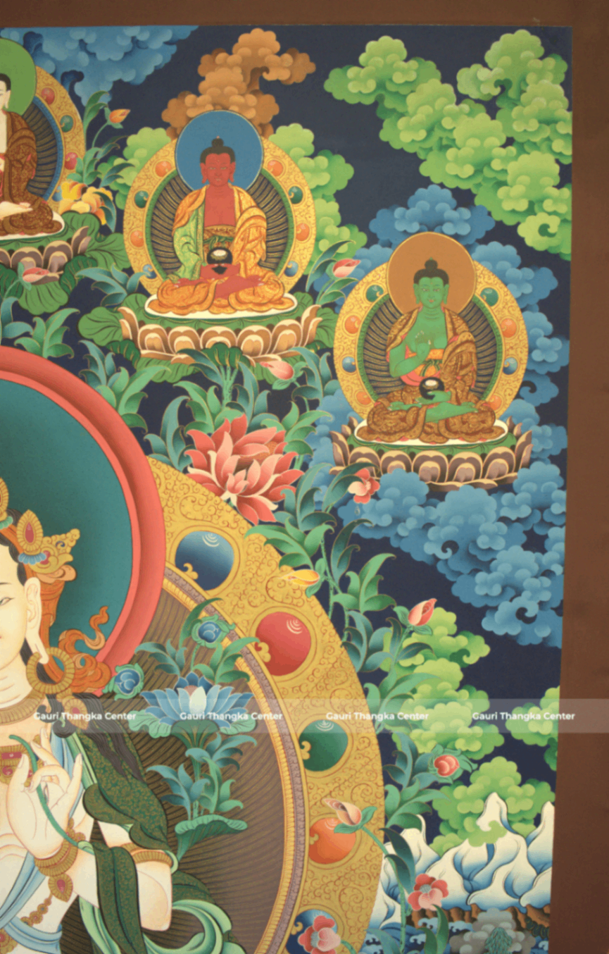 White Tara – 24K Gold Detailed Thangka (Masterpiece, Traditional Tibetan Style) - Image 6