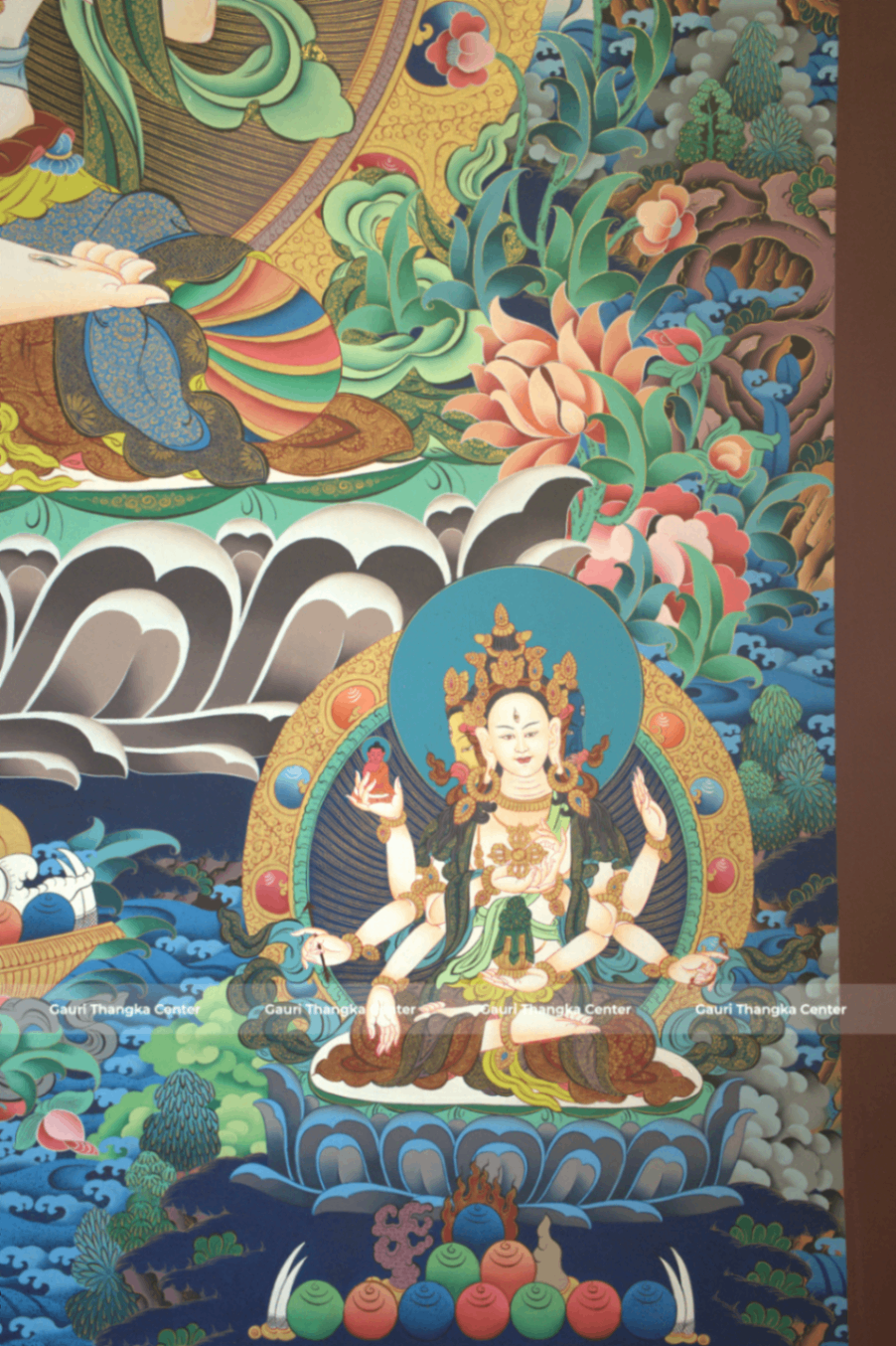 White Tara – 24K Gold Detailed Thangka (Masterpiece, Traditional Tibetan Style) - Image 4
