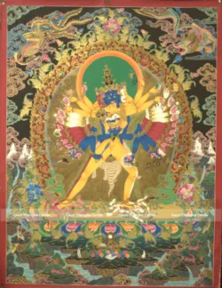 Kalachakra deity thangka hand painted in Nepal with 24K gold detail