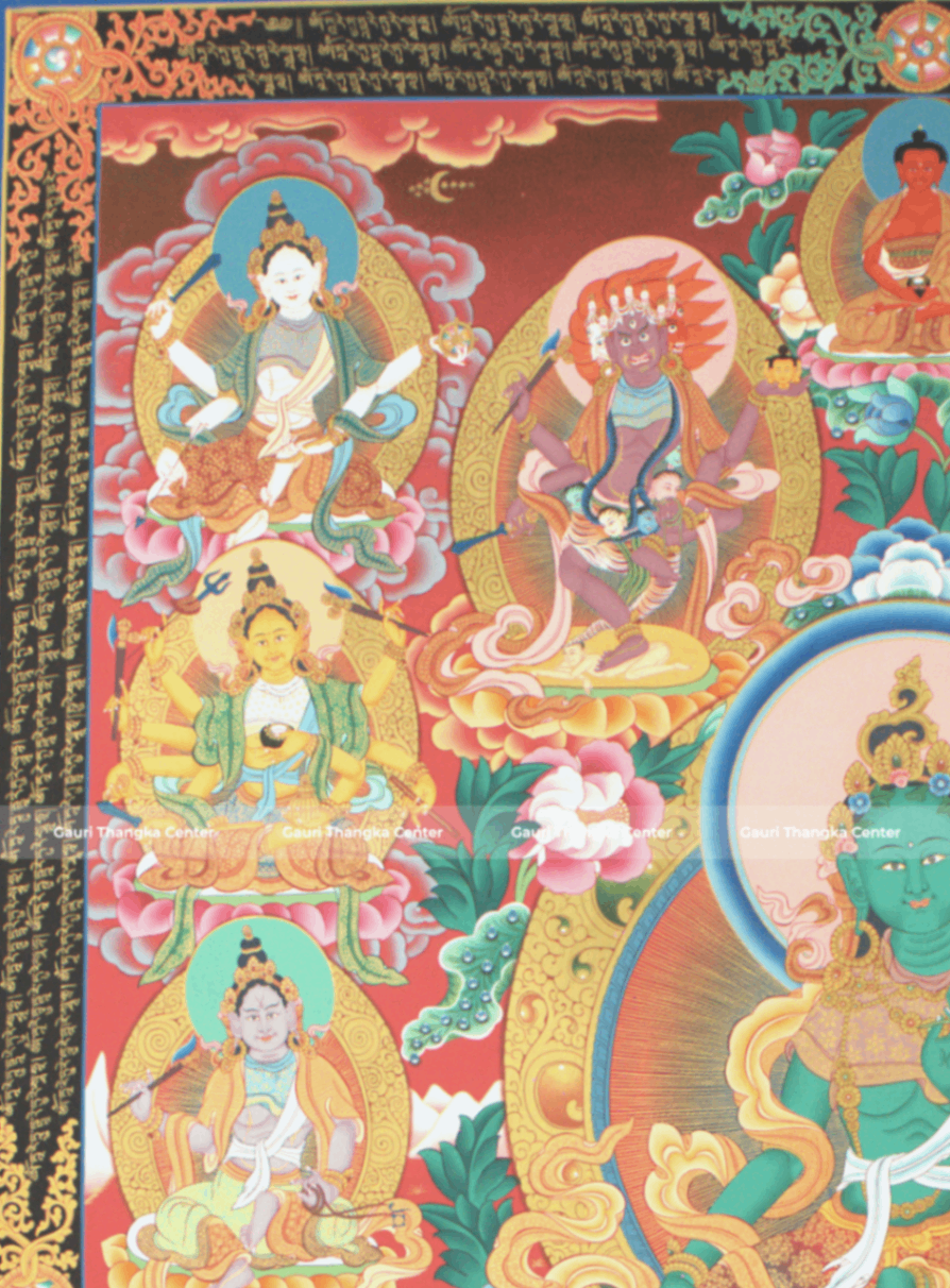 21 Tara – 24K Gold Detailed Thangka - Image 6