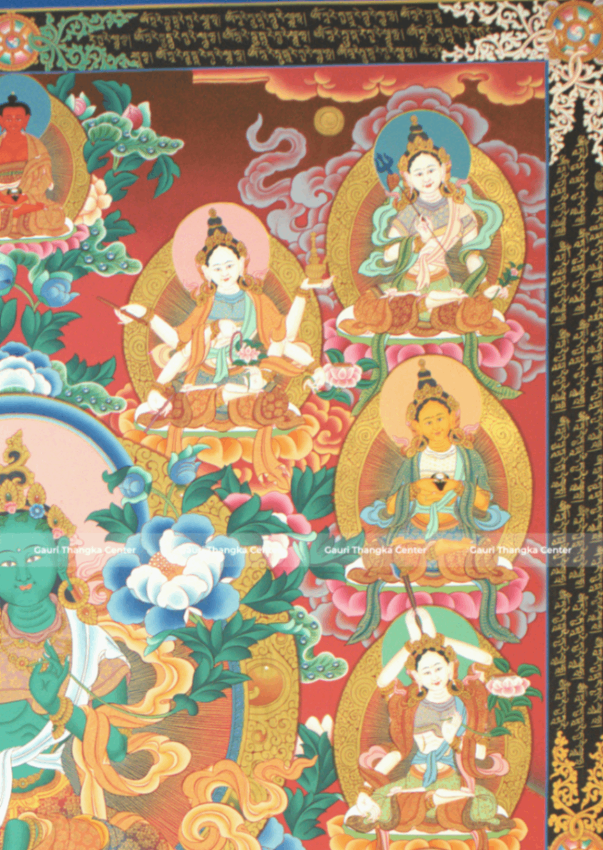 21 Tara – 24K Gold Detailed Thangka - Image 5