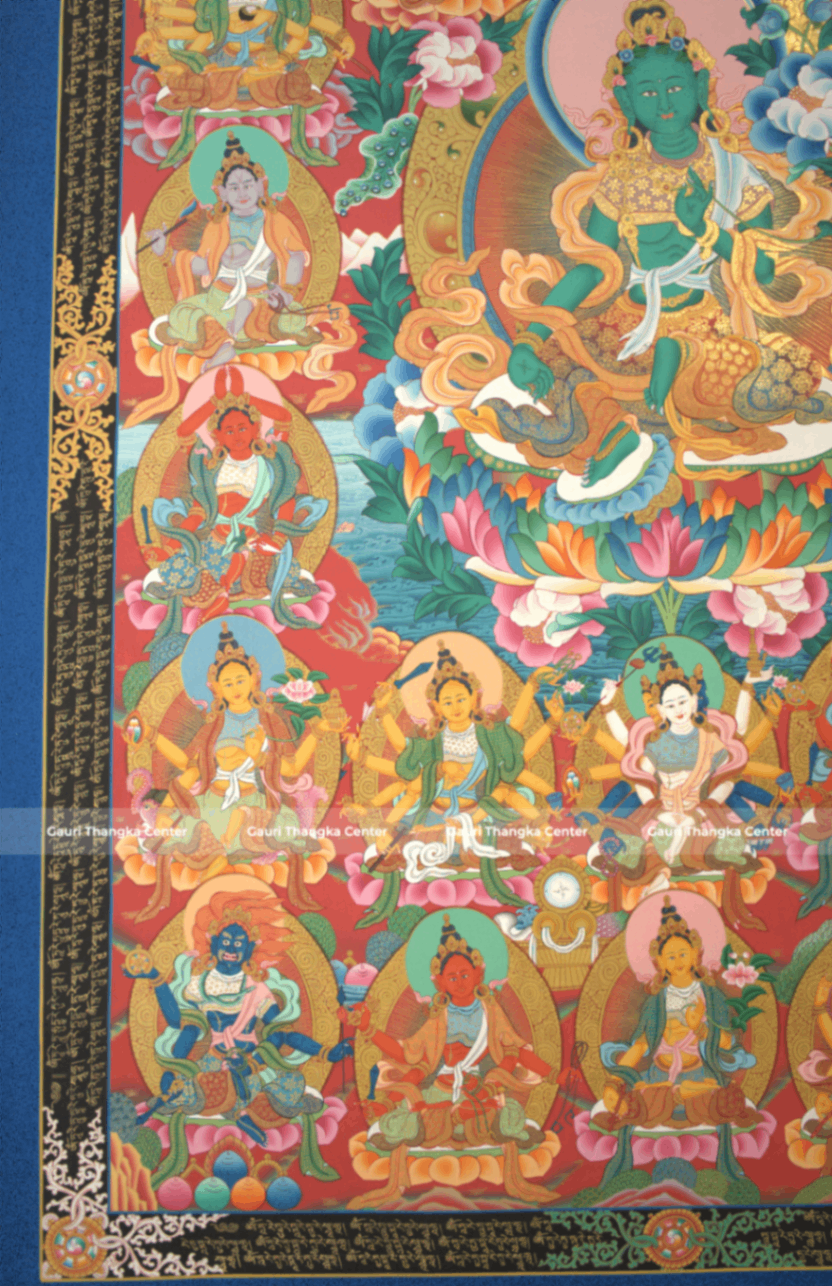 21 Tara – 24K Gold Detailed Thangka - Image 4