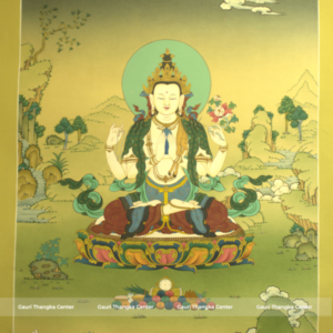 Chenrezig Thangka – 24K Gold Detailed Artwork