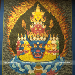 Yamantaka Head Thangka – Traditional Wrathful Deity Artwork