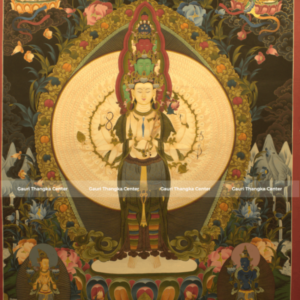 Avalokiteshvara – 24K Gold Detailed Thangka