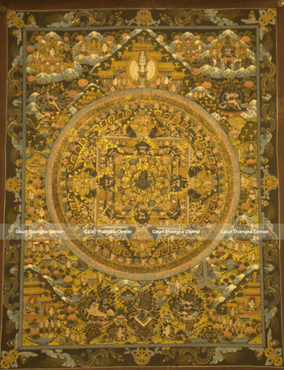 Sacred Mandala Thangka with 24K Gold Detailing