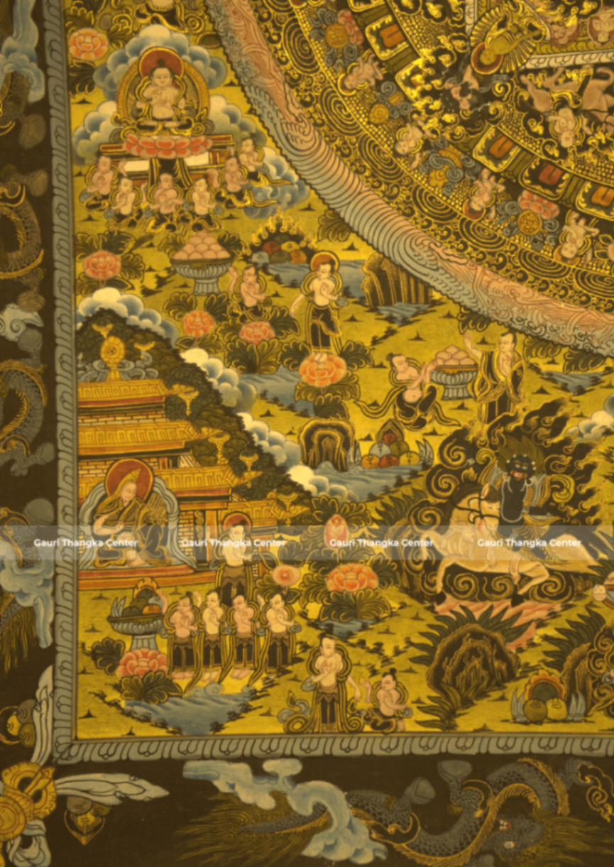 Sacred Mandala Thangka with 24K Gold Detailing - Image 3