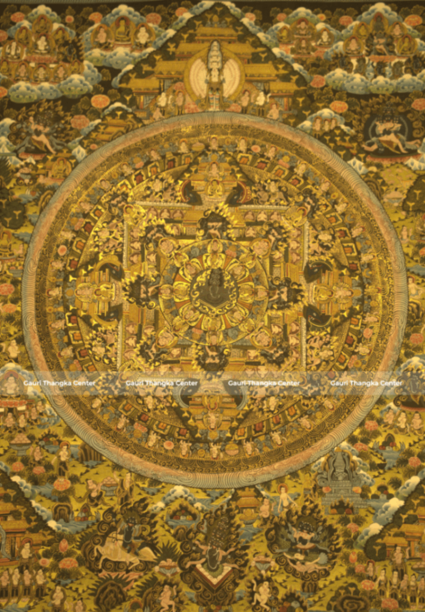 Sacred Mandala Thangka with 24K Gold Detailing - Image 2