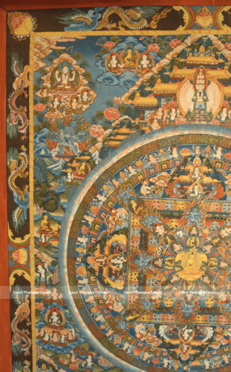 Sacred Mandala Thangka with 24K Gold Detailing - Image 3