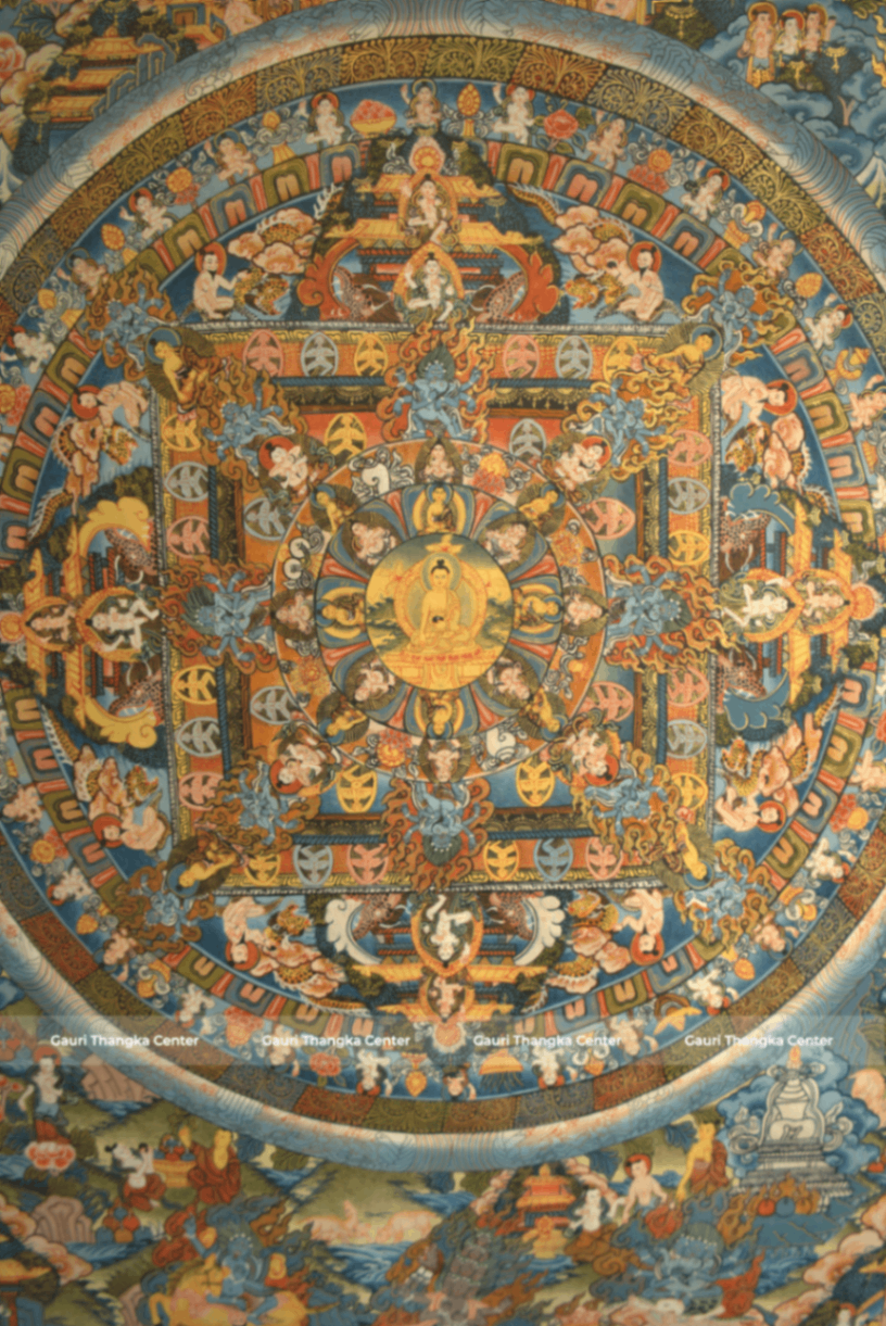 Sacred Mandala Thangka with 24K Gold Detailing - Image 2