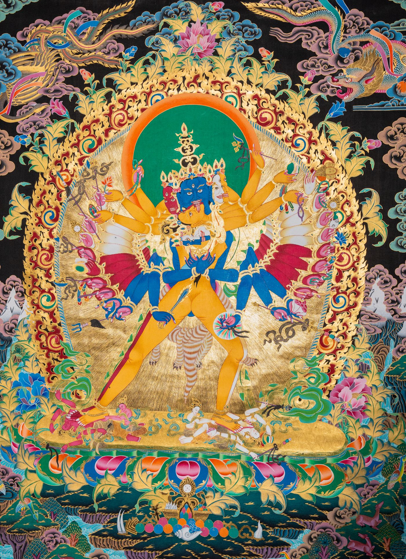 Kalachakra Deity Thangka – 24K Gold Detailed Tibetan Painting - Image 4