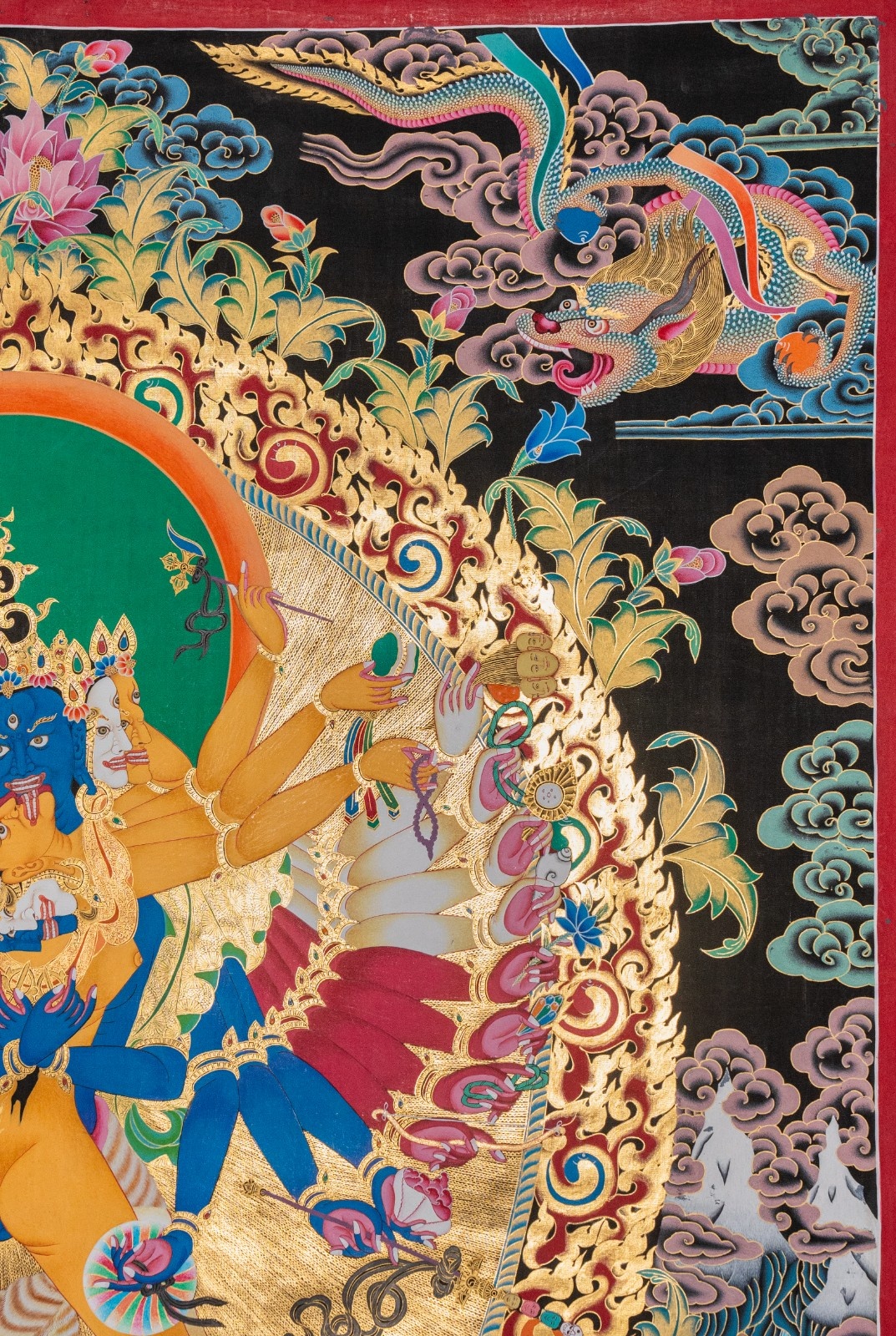 Kalachakra Deity Thangka – 24K Gold Detailed Tibetan Painting - Image 3