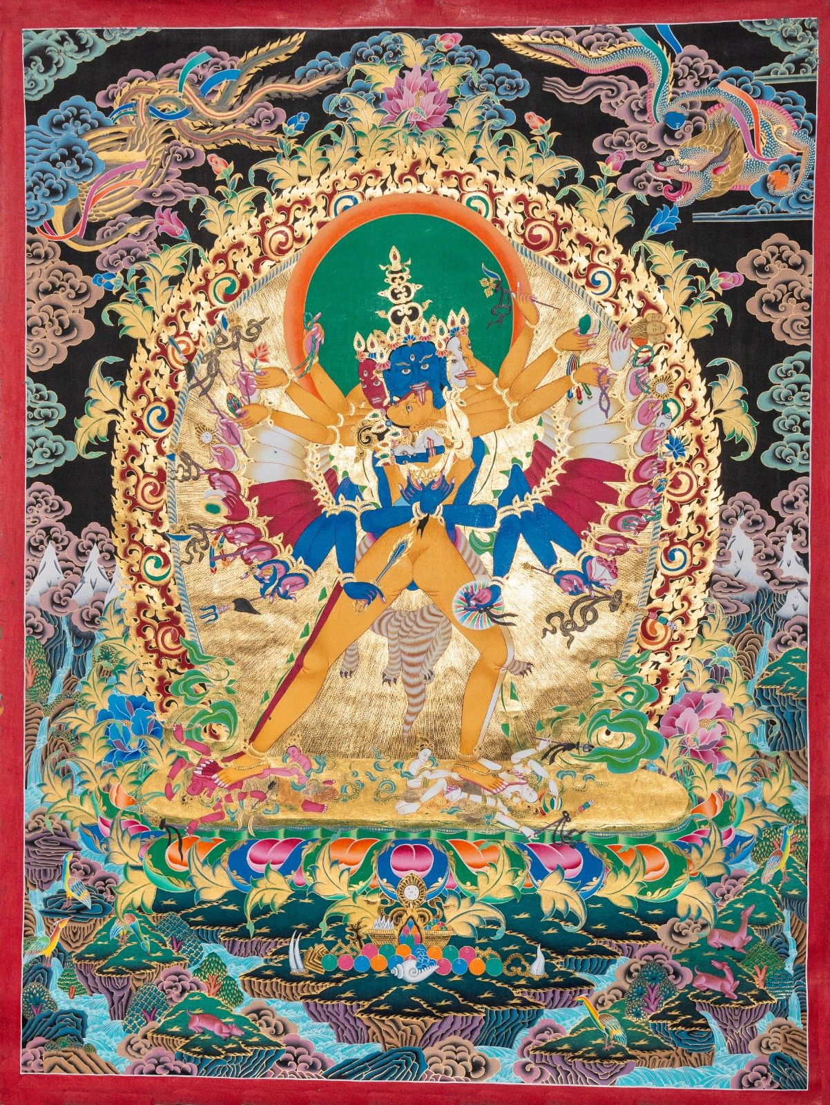 Kalachakra Deity Thangka – 24K Gold Detailed Tibetan Painting