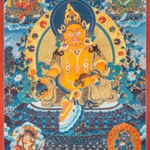 Five (Pancha) Jambhala – 24K Gold Detailed Thangka (Masterpiece, Traditional Tibetan Style)