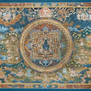 Sacred Mandala Thangka – 24K Gold Detailed Artwork