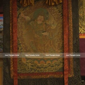 Guru Rinpoche – 24K Gold Detailed Brocade Thangka (Antique Style)