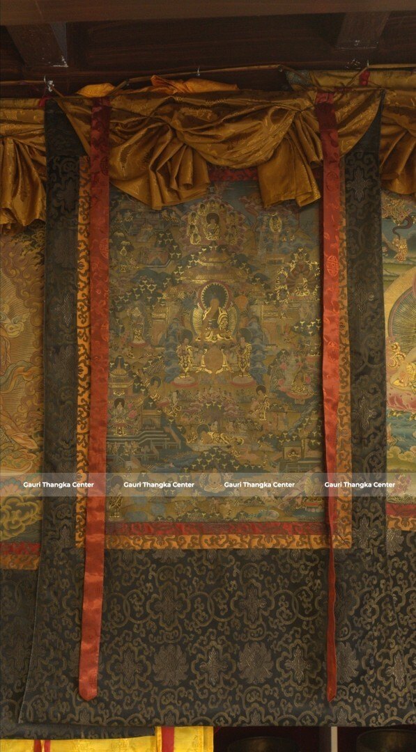 Life of Buddha – 24K Gold Detailed Brocade Thangka (Antique Style)