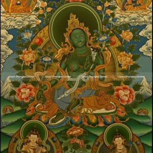 Green Tara – 24K Gold Detailed Thangka