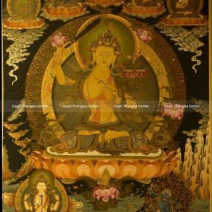 Manjushree – 24K Gold Detailed Thangka
