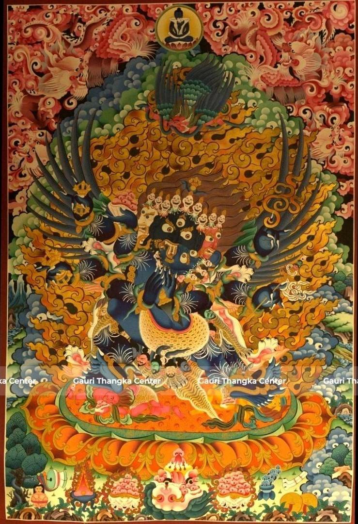 Phurba (Vajrakilaya) – 24K Gold Detailed Thangka