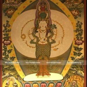 Avalokiteshvara – 24K Gold Detailed Thangka