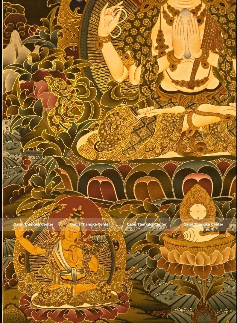 Chenrezig – 24K Gold Detailed Thangka - Image 6