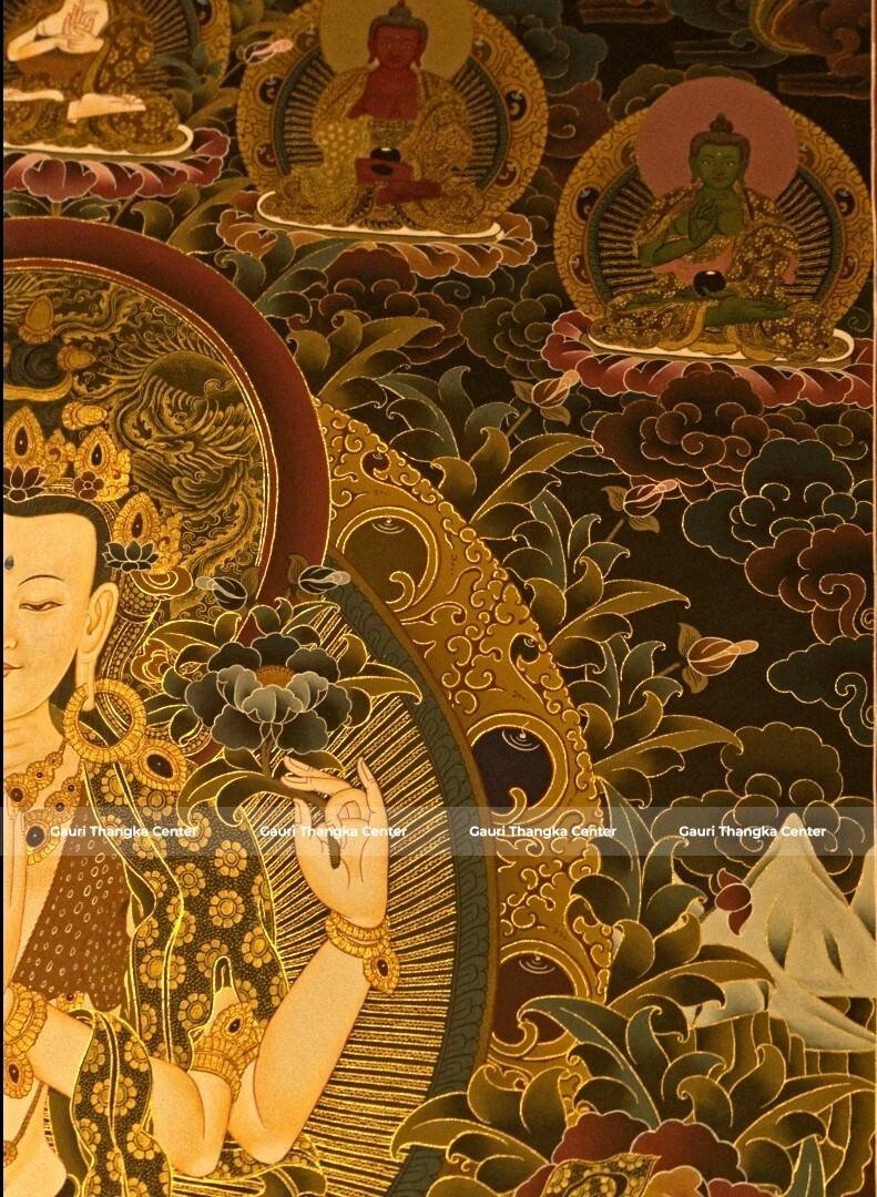 Chenrezig – 24K Gold Detailed Thangka - Image 4