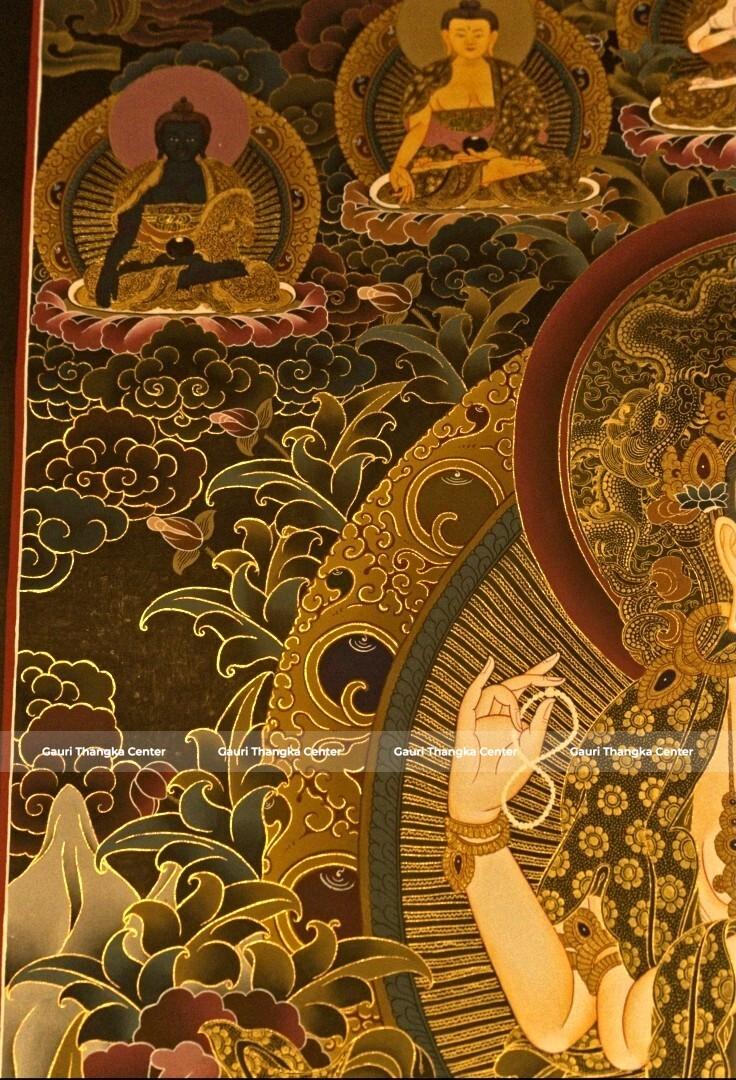 Chenrezig – 24K Gold Detailed Thangka - Image 5