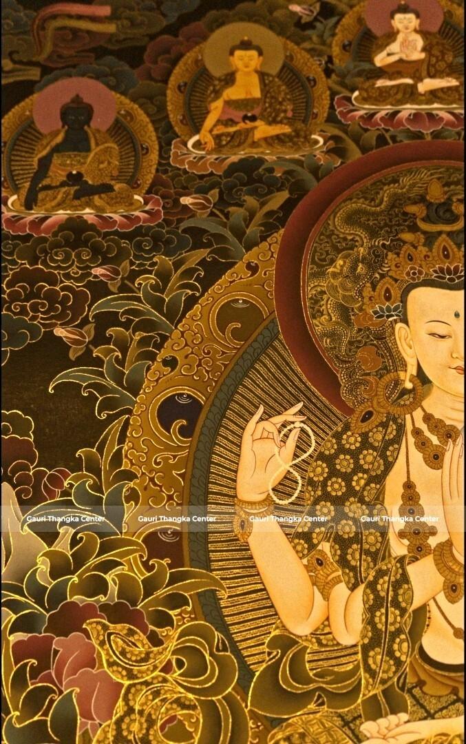 Chenrezig – 24K Gold Detailed Thangka - Image 3