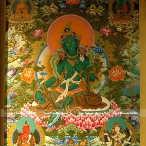 Green Tara – 24K Gold Detailed Thangka