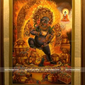 Newari Black Jambhala – 24K Gold Wealth Deity Thangka