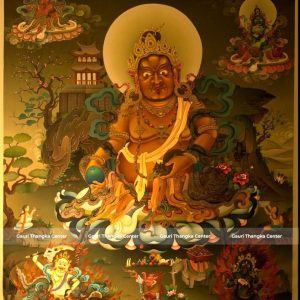 Jambhala – 24K Gold Detailed Thangka (Masterpiece, Newari Style)