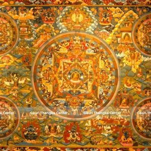 Life of Buddha | Five (Pancha) Mandala – 24K Gold Detailed Thangka ( Traditional Tibetan Style)
