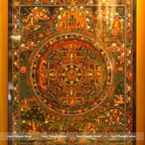 Sacred Mandala Thangka – 24K Gold Detailed Traditional Artwork