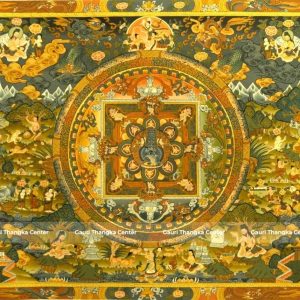 Sacred Mandala Thangka – 24K Gold Detailed Artwork