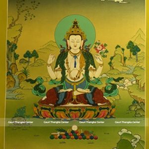 Chenrezig Thangka – 24K Gold Detailed Artwork