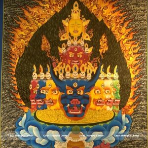 Yamantaka Head Thangka – Traditional Wrathful Deity Artwork