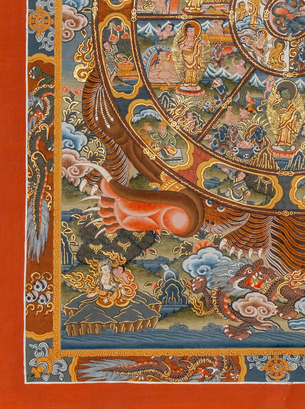Wheel of Life Thangka with 24K Gold Detailing - Image 6